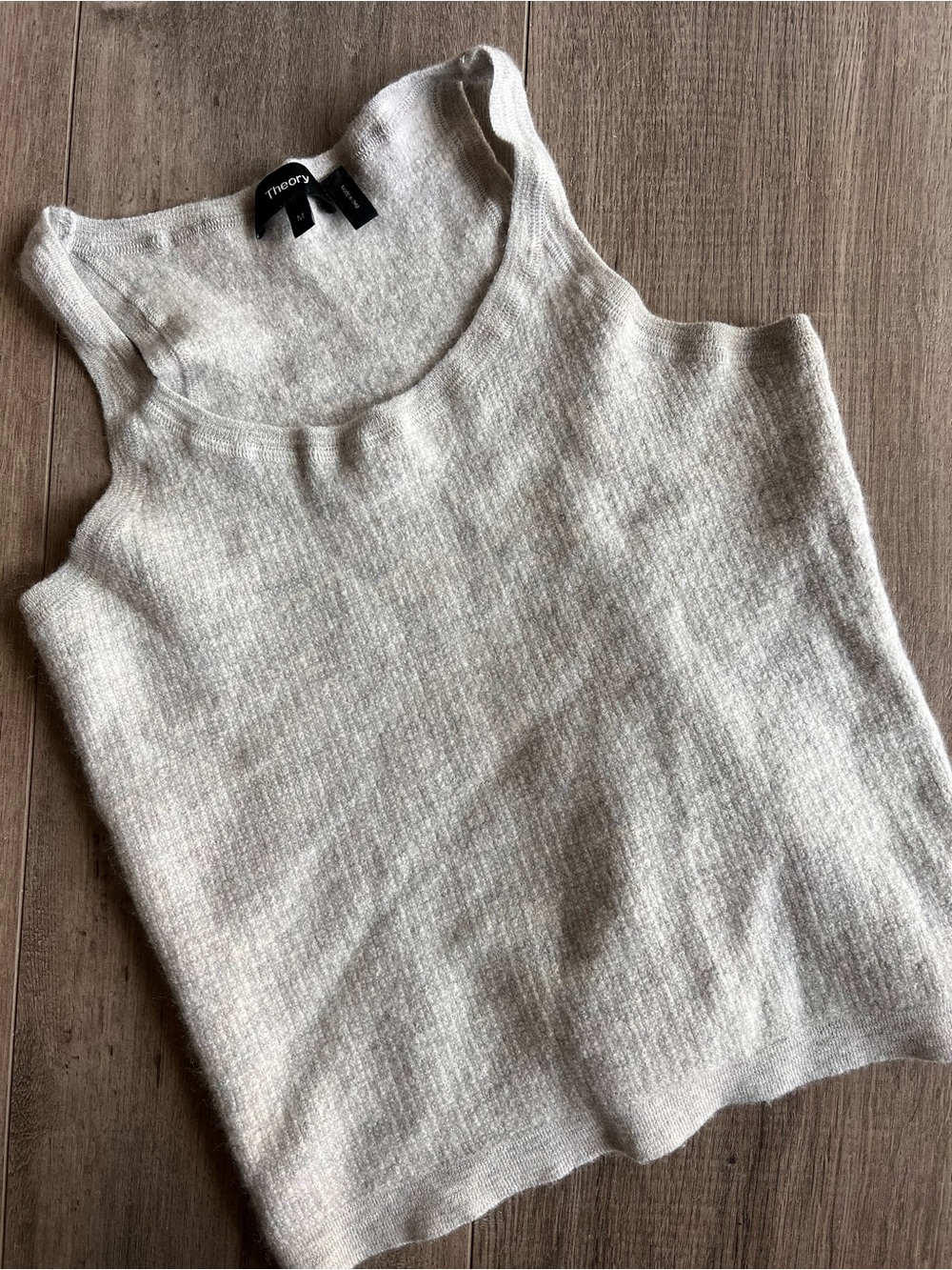 Theory Cream Ribbed Knit Tank